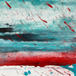 Abstract Expressionism acrylic close-up 2: Black, red, bright white and turquoise blue on a square Gallery-Wrapped canvas