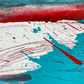Abstract Expressionism acrylic close-up 6: Black, red, bright white and turquoise blue on a square Gallery-Wrapped canvas